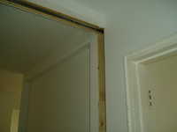 Custom made pocket door to cut off hallway for privacy in the master bedroom